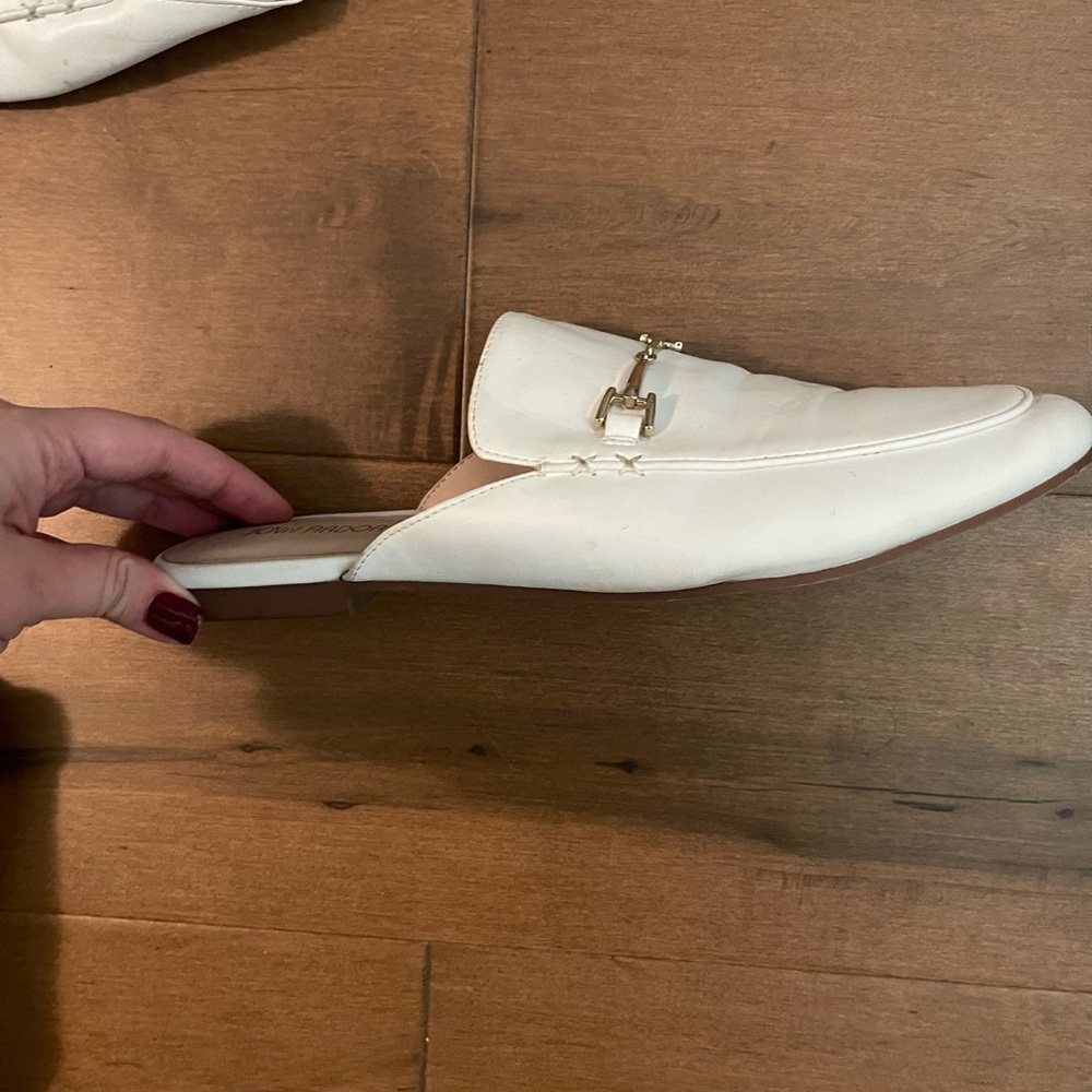 White leather loafers, size 9.5